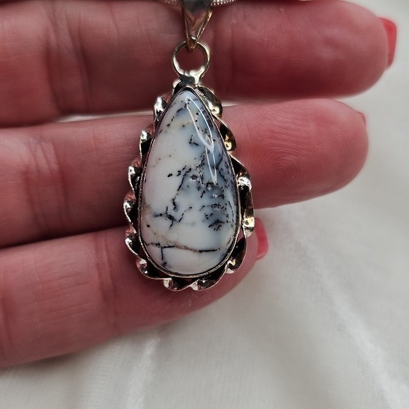 Dendrite Opal Teardrop Shape Natural Gemstone Pen… - image 6