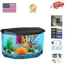 Plastic 3-Gallon Aquarium Starter Kit with 4 Colors LED Lighting and Complete...