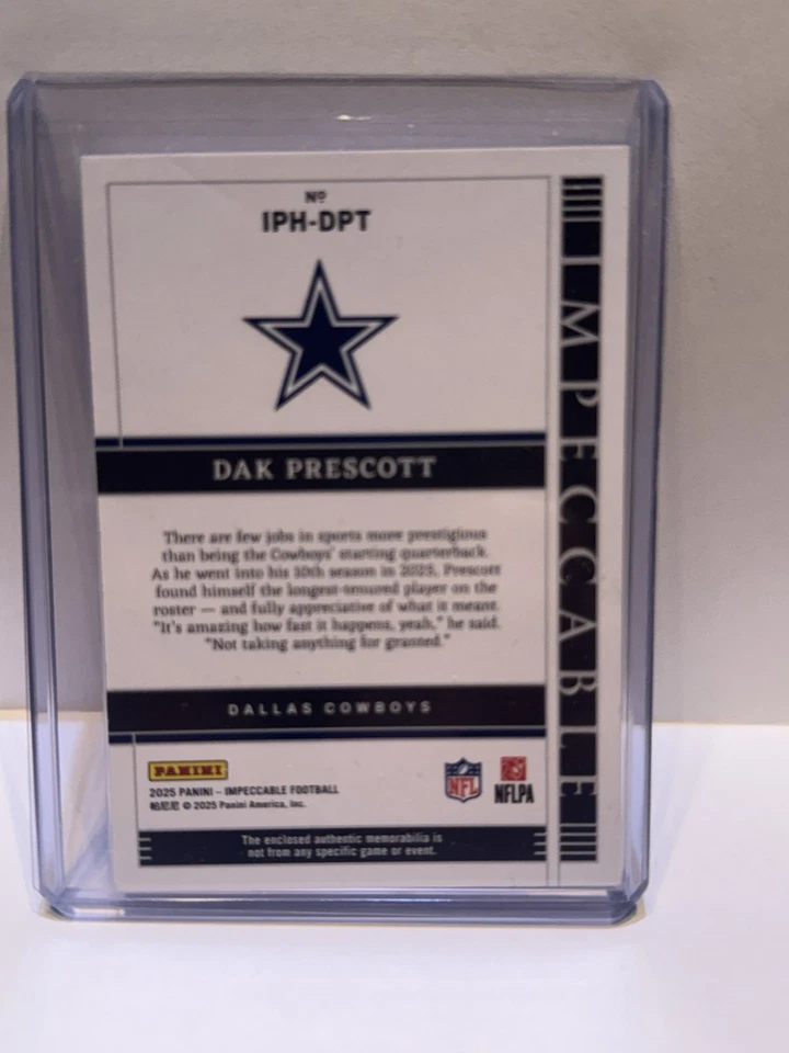 2025 Panini Impeccable Dam Prescott 02/10 Immense Patches - Image 2 of 2