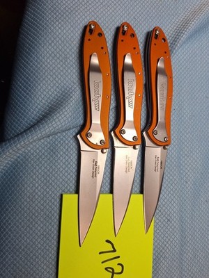 3 Kershaw leek 1660OR   U.S.A.    Flipper Knives   Camping   Fishing     Loc 712