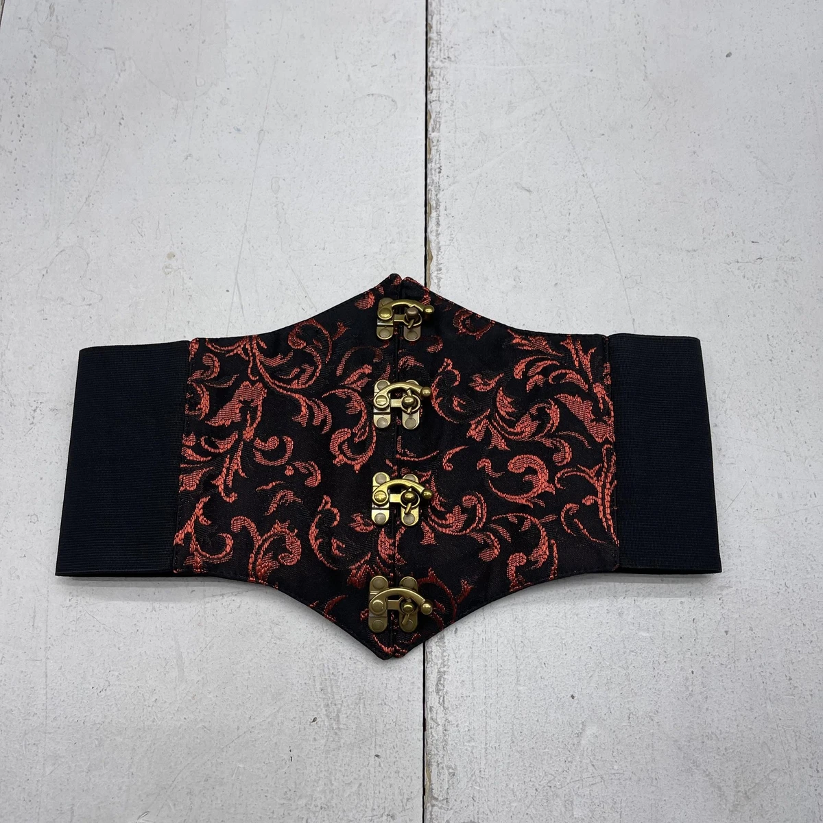 Womens Dark Brown Lace Up Corset Belt Wide Elastic Waist Cinch Steampunk Gothic Scarlet Darkness Renaissance Corset Belt Lace-up Tied Waspie  main image 2