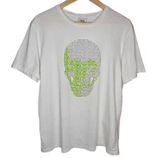 Zara Skull Copy Graphic T Shirt Men's Chunky Skeleton Definition Optical Art L