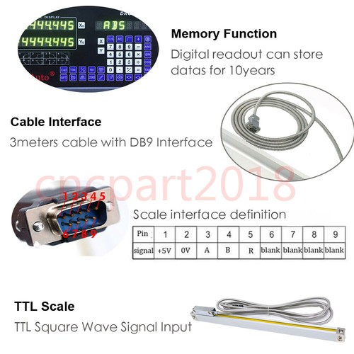 Lectura digital de 2 ejes + kit personalizado sensor de vidrio pantalla DRO escala lineal de 2 piezas - Imagen 7 de 11