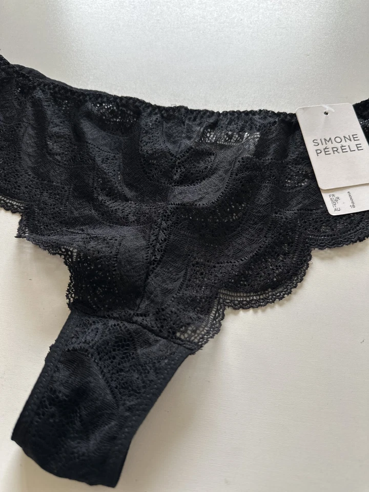 Новый с Ярлыками! Женские кружевные трусики танга Simone Perele размер 5/XL Karma 12V710 черные - Изображение 4 из 4