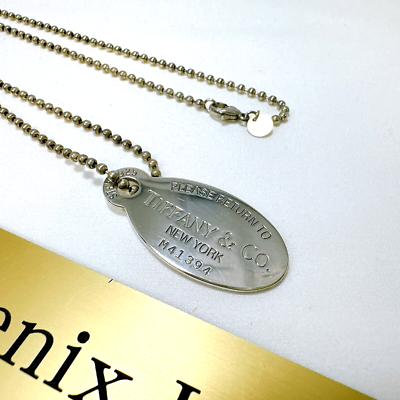 Tiffany & Co Tag Ball Chain Oval Pendant Necklace | eBay