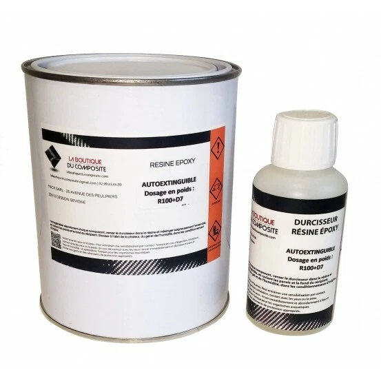 Kit 1,07kg de résine EPOXY AUTOEXTINGUIBLE de coulée pour protection électrique.