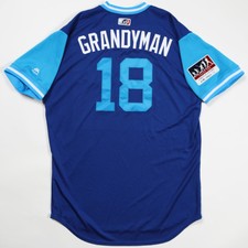 CURTIS GRANDERSON GAME USED “GRANDYMAN” PLAYERS WEEKEND MLB JERSEY YANKEES METS