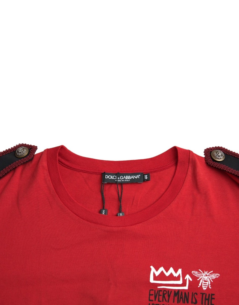 DOLCE & GABBANA T-shirt Red Cotton Graphic Print Crew Neck