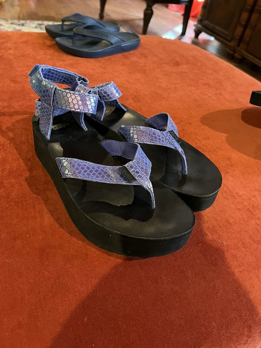 Teva Platform Flip Flops Ankle Strap Sandals Leather Platforms