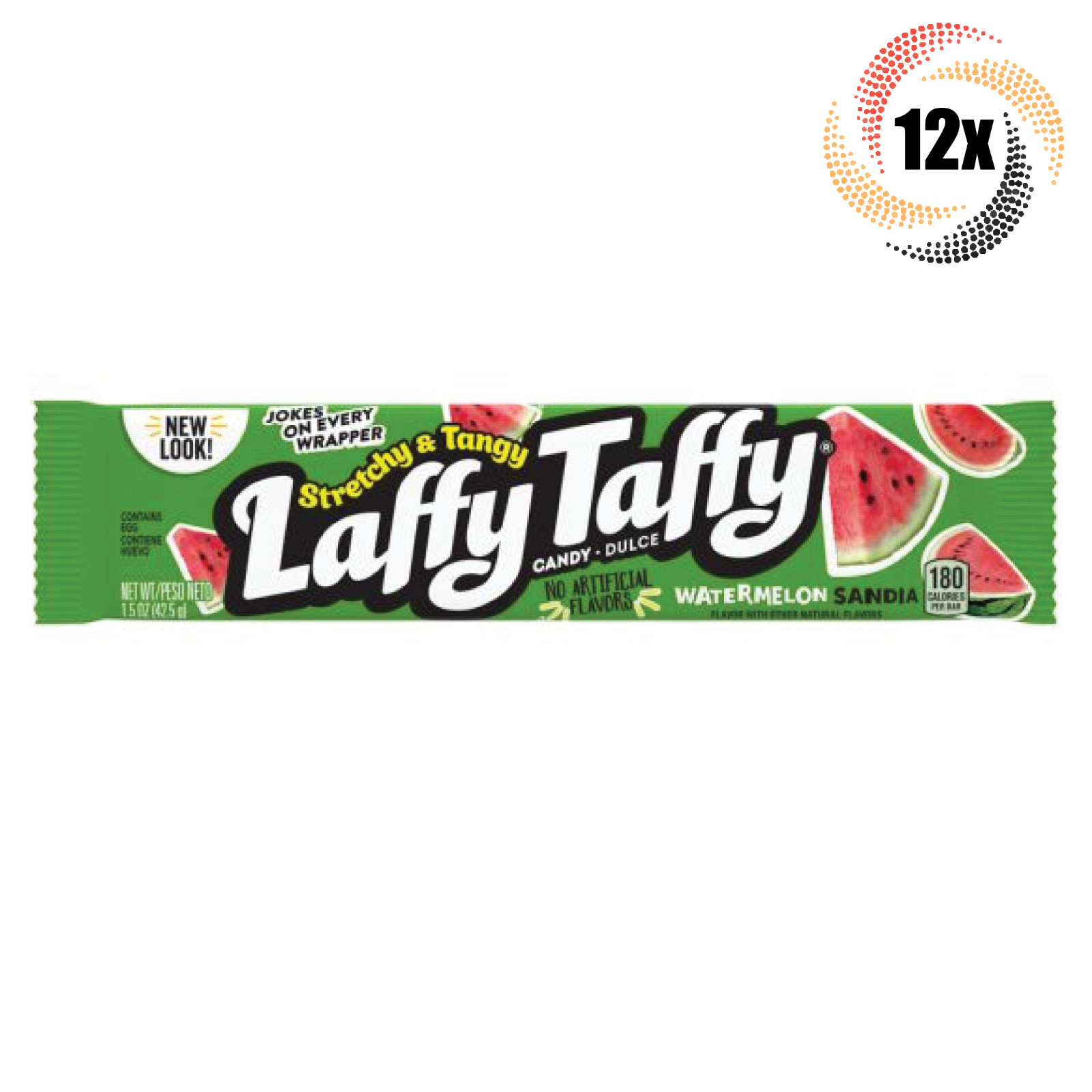 12 батончиков Laffy Taffy с арбузом, эластичные и острые конфеты |1,5 унции | Быстрая доставка