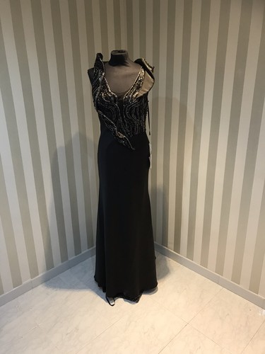 Abito Da Cerimonia Pierre Cardin In Raso Nero Taglia 46 Con Stola In Tinta  | eBay