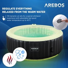 Arebos Vasca idromassaggio gonfiabile | ⌀ 208cm | Gonfiabile automatico | Per interni ed esterni | 6 persone | Striscia luminosa LED | 1000 litri | incl. copertura | Bubble Spa Wellness Massaggio - 3