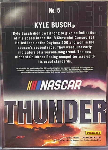2023 Panini Chronicles - Thunder Green #5 Kyle Busch - Image 2 of 2