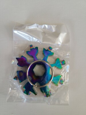 Snowflake Keychain Multitool Multicolored Slotted Screwdriver and Box Cutter Rop