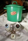 VINTAGE 1950S AMSCO DOLL-E-TOYS GREEN ENAMEL BABY BOTTLE STERILIZER W/ BOTTLES — photo 1