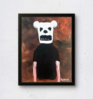 Unique Bear Face 11x14 Canvas Color Modern Hand Painted Original Living Room Art