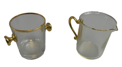 Cristal de Reims Vintage Zucker- & Milchkännchen mit Goldverzierung