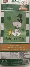 VHTF~Snoopy & Woodstock~NUEVO~Lg. 28" X40"~ST. DÍA DE PATRICIO~Bandera con apliques~FAST SH.