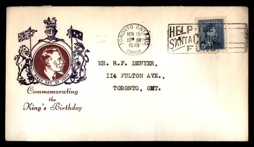 Mayfairstamps Canada FDC 1949 King George VI Brithday First Day Cover aaw_75345