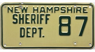 99 CENT SALE 1966 1967 New Hampshire SHERIFF DEPT License Plate #87 No Reserve