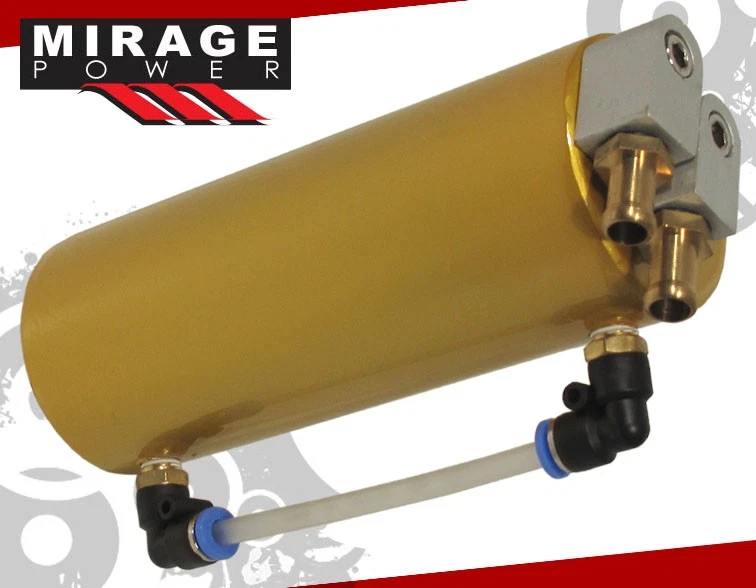 High Capacity Round Cylinder Gold Billet Aluminum Oil Catch Can Reservoir Tank Foto 2 de 4