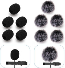 Microphone Cover Furry Windscreen Foam Cover Set for Lavalier Lapel Microphone