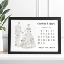 Wedding Calendar Gifts for Couples Personalised Bride and Groom Wedding Date