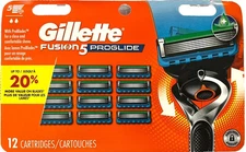 GILLETTE FUSION5 PROGLIDE 12-PACK CARTRIDGES ~ original, made in USA
