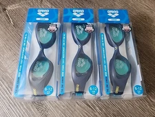 ARENA LOT OF 3 Adjustable Swimming Goggles Blue/Light Blue Jr Size 6-12 Year NEW