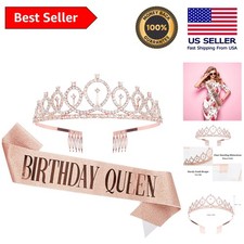 Elegant Adjustable Birthday Sash and Rhinestone Crown for Special Celebrations