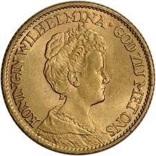 Netherlands Gold 10 Gulden (.1947 oz) - AU - Random Date
