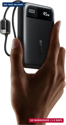 Baseus 20000mAh Compact Portable Charger 45W, CCC Certified Power Bank Built-in