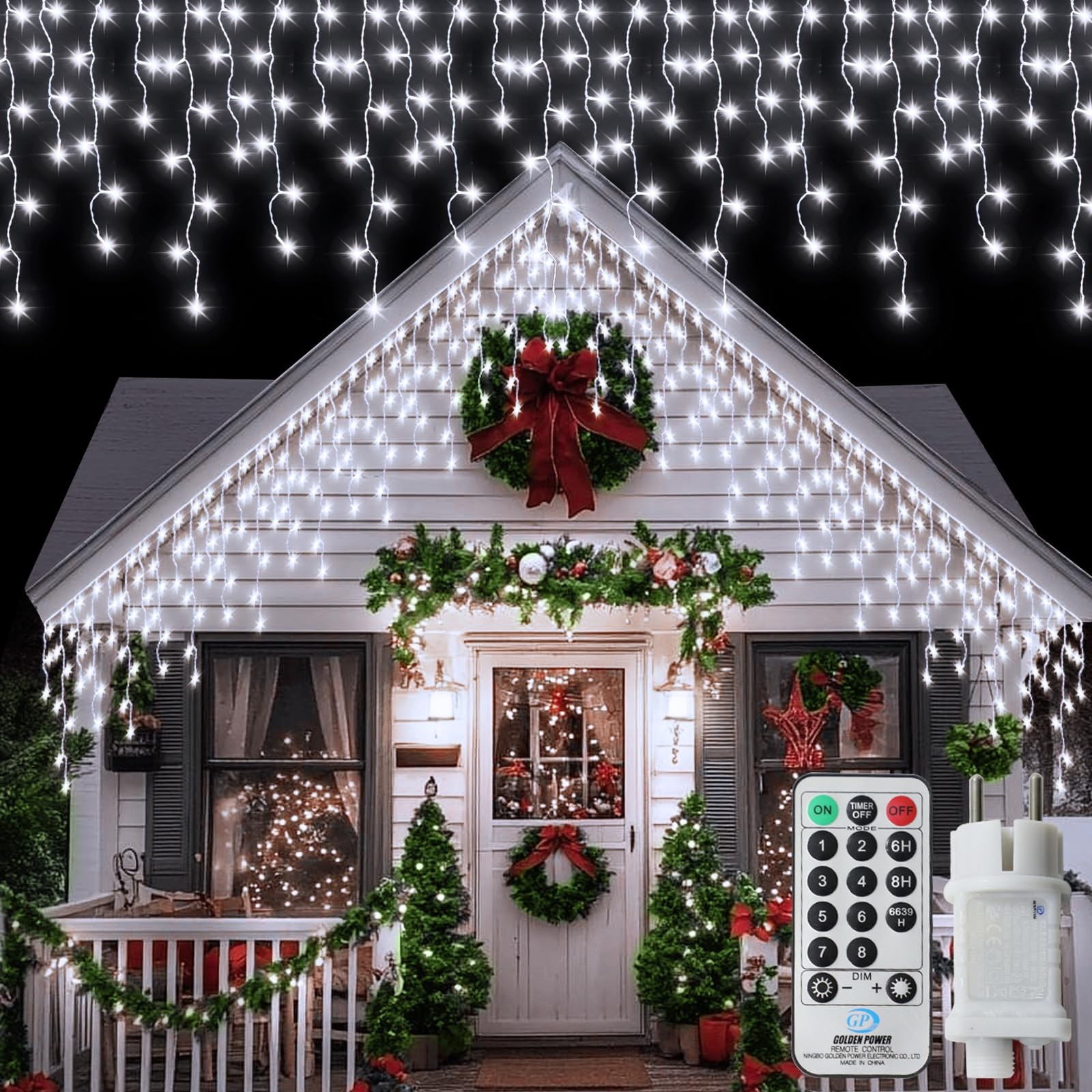 Guirlande lumineuse extérieure 14m IJzel pour décoration Noël Noël avec 360 LED blanches