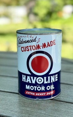 Vintage Texaco Havoline Extra Heavy Duty Motor Oil Can Quart Empty