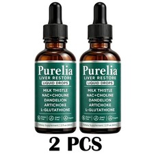 2X Purelia Liver Restore Drops Complete Liver Detox Support Supplement 60ml US