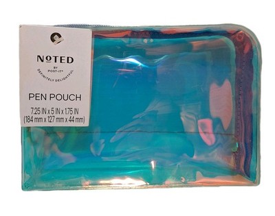 Noted by Post-it  Pen Pouch  Iridescent Yellow/Green w/Purple Zipper Translucent
