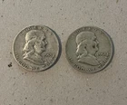 Lot of 2 Franklin Half Dollars 1953 1954 50C Silver .900 Philadelphia Business