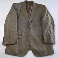 Jos A Bank 40S Brown Glenn Check Silk Wool Mens Blazer Suit Jacket Sport Coat