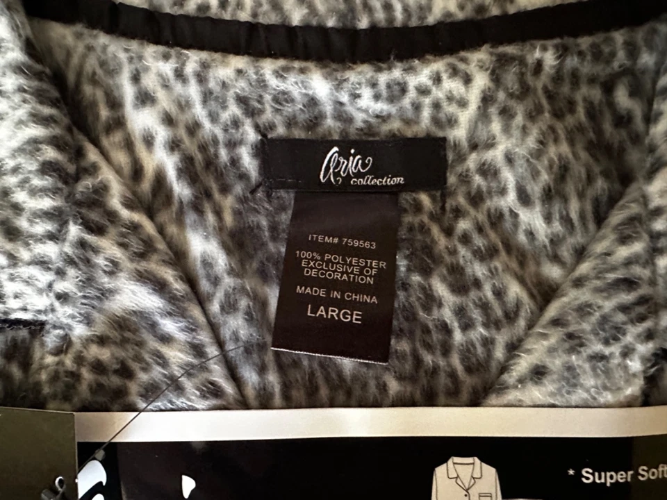 Conjunto de 2 piezas de pijama polar suave para mujer ARIA talla L estampado de guepardo - Nuevo con etiquetas Foto 3 de 4