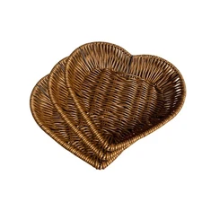 Wicker Bread Basket 3 Pack Heart Shaped Handwoven Fruit Vegetable Storage Hom...