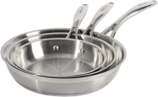 Professional Stainless Steel Frying Pan Set Uncoated Induction & Oven Safe Pans