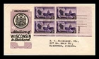 DR JIM STAMPS US COVER WISCONSIN FDC SCOTT 957 PLATE BLOCK IOOR CACHET