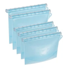 Reusable Food Storage Bag Extra Thick Freezer Bag-Blue(5Pcs)