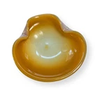 Vintage Murano Glass Bowl, Italy, Sticker Amber & Opaline Art Glass 9"