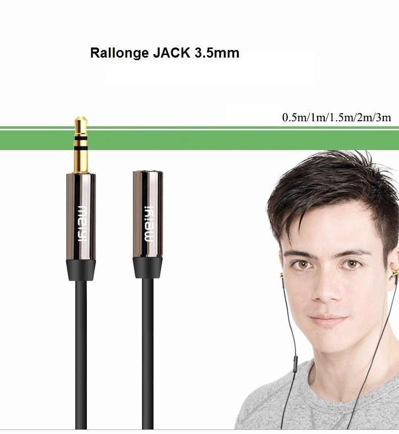 Câble jack Aux Audio Mâle à Femelle Extension Câble rallonge 3,5mm