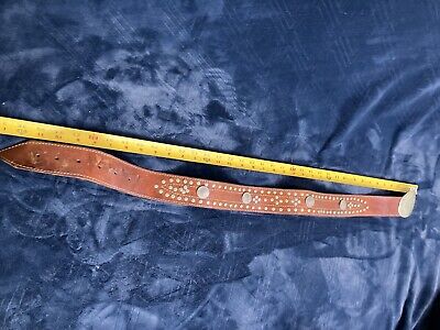 VTG Moroccan Leather Coin Belt 32 Concho HandMade Brown Boho VTG Moroccan Leather Coin Belt 32 Concho HandMade Brown Boho