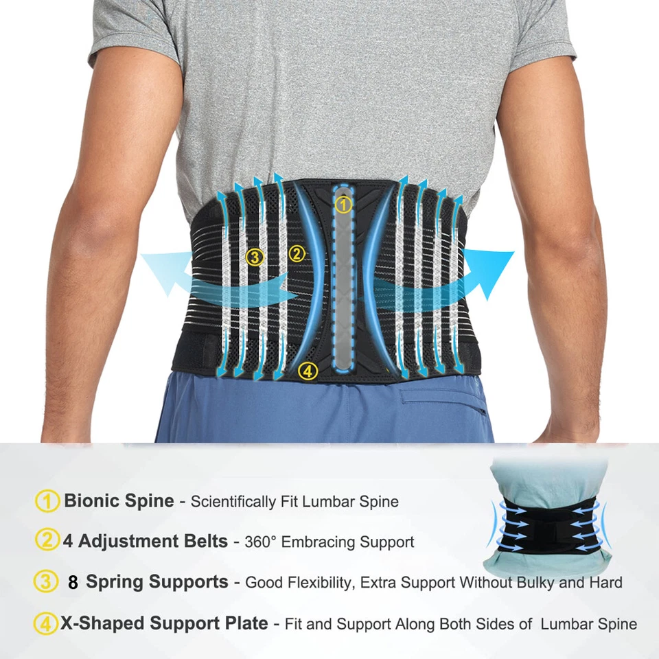 Soporte de espalda baja espalda soporte lumbar cinturón ciática hombres mujeres alivio del dolor Foto 4 de 4