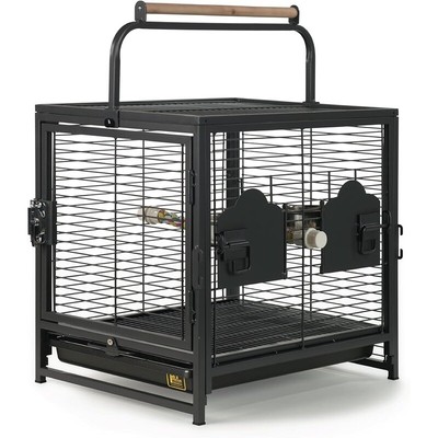 Travel Carrier Birds Portable Bird Cage with  Rope Perch Play Top Parrots Black