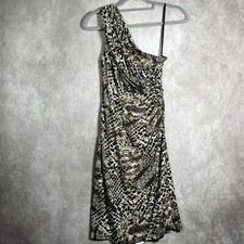 Lauren Ralph Lauren Dress Womens Size 4 Brown Leopard Print One Shoulder Sheath