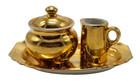 Vtg "RARE" LIDO W.S George Canarytone Satin Gold 22 Karat Sugar Creamer W/Tray